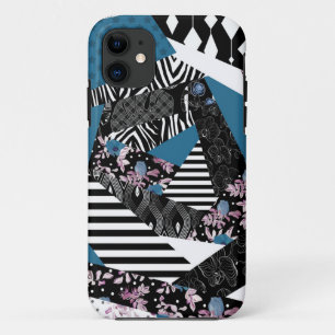 Case-Mate iPhone Case patchwork bleu, populaire, patchwork, folle, rusti