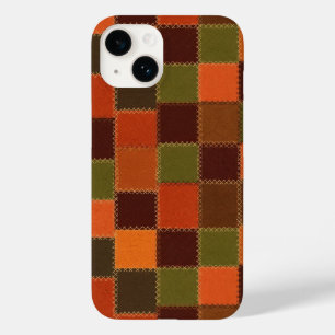 Coque Pour iPhone 14 Patchwork faux style carreaux