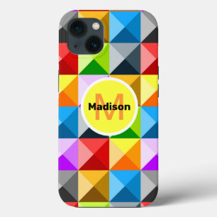 Case-Mate iPhone Case Patchwork motif géométrique coloré Monogramme