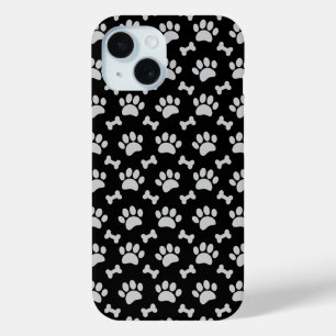 Coque Pour iPhone 15 Pâtes et os gris Motif sur noir