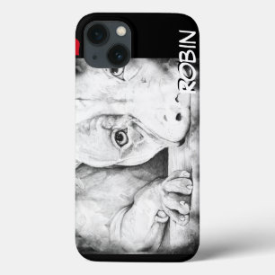 iPhone 13 Coque Patiemment en attente avec coeur rouge