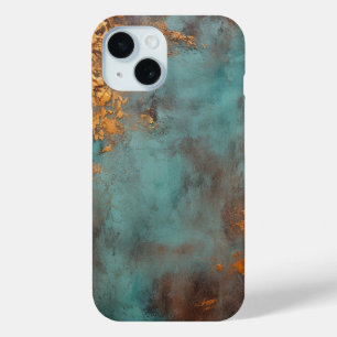 Coque Pour iPhone 15 Patina de cuivre métallique rustique