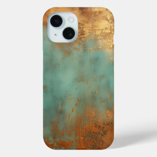Coque Pour iPhone 15 Patina de cuivre métallique rustique