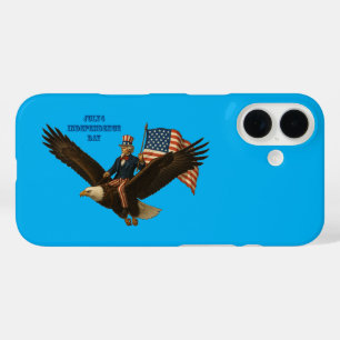Coques iPhone 16 Patriotique Juillet 4 Oncle Sam Riding a Bald Eagl