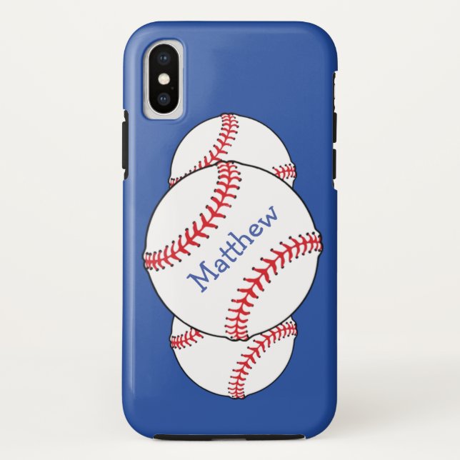 Coques Case-Mate iPhone Patriotique Rouge Bleu Bleu Bleu Baseball iPhone X (Dos)