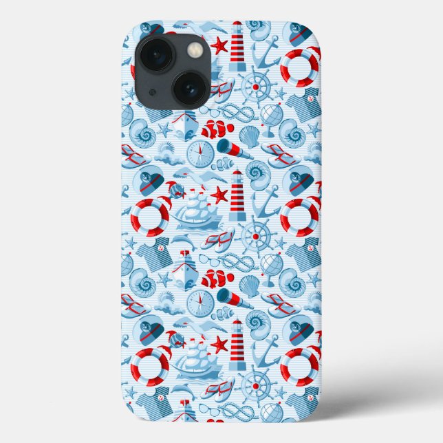 Coques Case-Mate iPhone Patteries bleues rouges nautical (Verso)