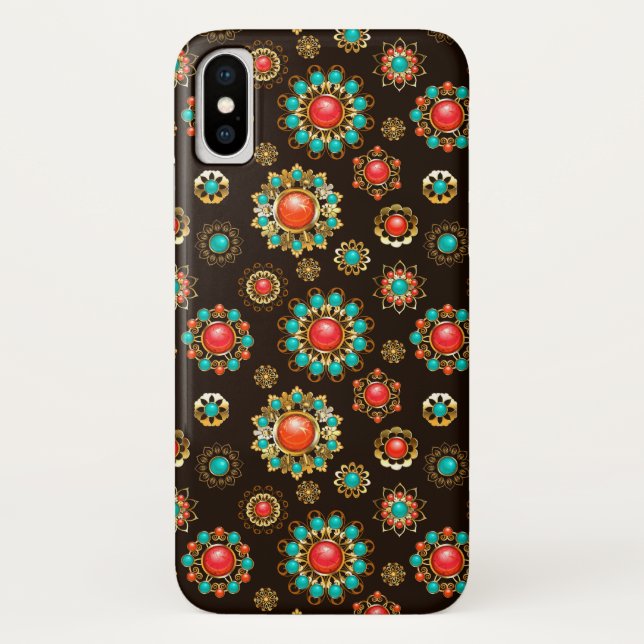 Coques Case-Mate iPhone Pattern de Ethnic Brooches Seamless (Dos)