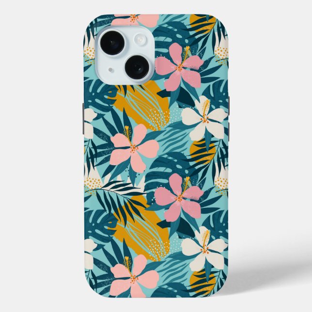 Coques Case-Mate iPhone Pattern tropical hibiscus (Verso)