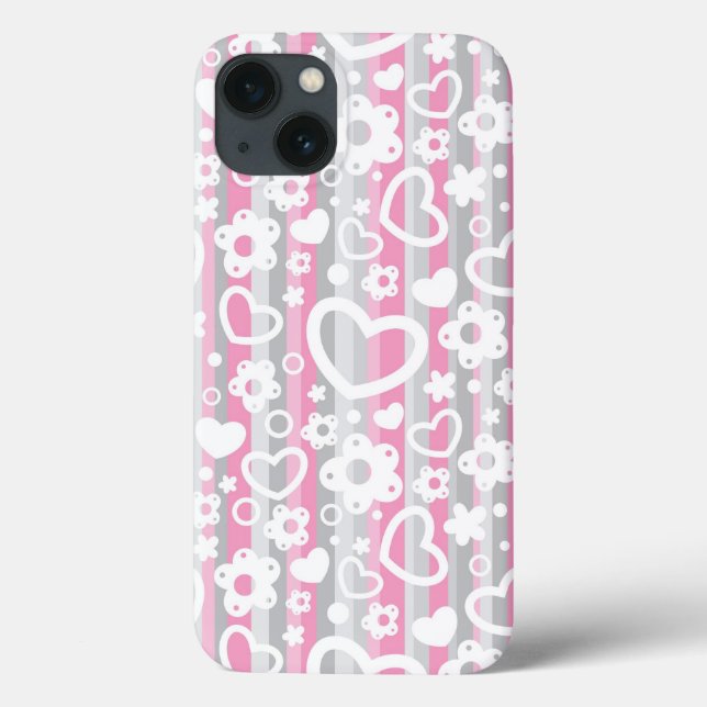 Coques Case-Mate iPhone Pattern with Hearts and Flowers (Verso)