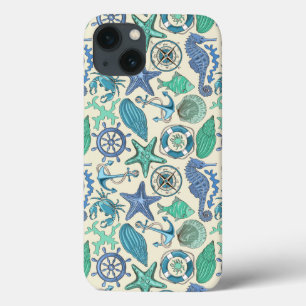 Etui iPhone 13 Patters de Teal Sea Animals