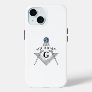 Coque Pour iPhone 15 Pavillon de franc-maçonnerie de l'état du Michigan
