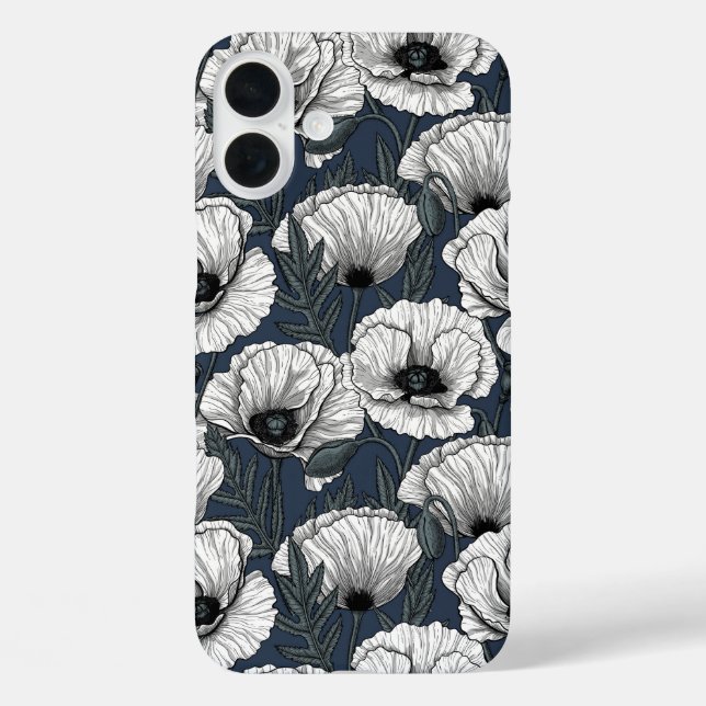 Coques Case-Mate iPhone Pavot blanc sur la marine (Verso)