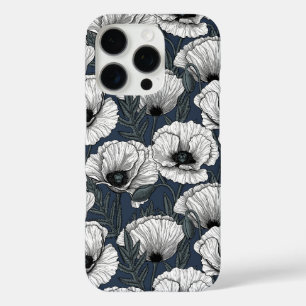 Coques iPhone 16 Pro Pavot blanc sur la marine