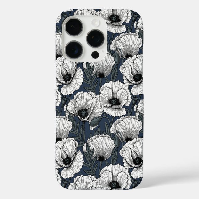 Coques Case-Mate iPhone Pavot blanc sur la marine (Verso)