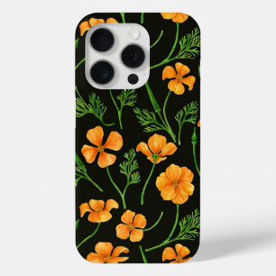 Coque iPhone 15 Pro Pavot de Californie, fleurs d'été, orange wil