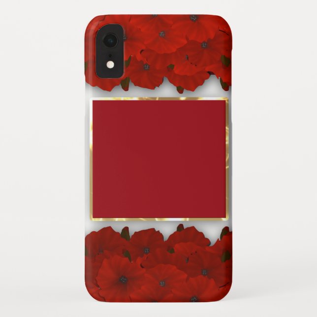 Coques Case-Mate iPhone Pavot rouge fleurs cadre fleuri blanc motif (Dos)