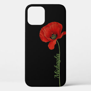 Case-Mate iPhone Case Pavot simple personnalisé rouge sur noir