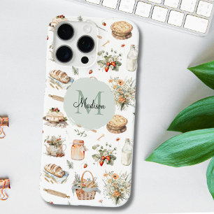 Coques iPhone 16 Pro Max Pays de la fraise florale fantaisiste monogrammée