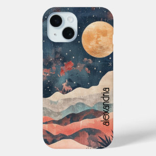 Coque Pour iPhone 15 Paysage Aquarelle Peinture Abstraite Avec Nom