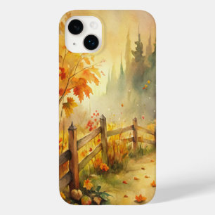 Coque Pour iPhone 14 Plus Paysage automnal rustique à l'aquarelle 