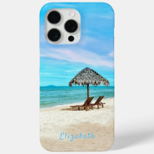 Coque iPhone 15 Pro Max Paysage de la plage de sable tropical de Monogram