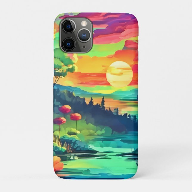 Coques Case-Mate iPhone Paysage de l'Imaginaire au coucher du soleil (Dos)
