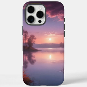 Coques iPhone 16 Pro Max Paysage du lac Purple au coucher du soleil Trois