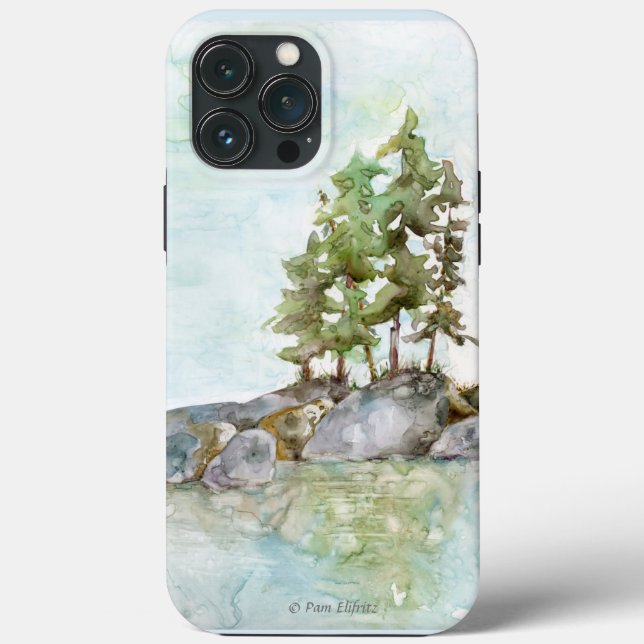 Coques Case-Mate iPhone Paysage forestier vert Aquarelle 2 (Verso)