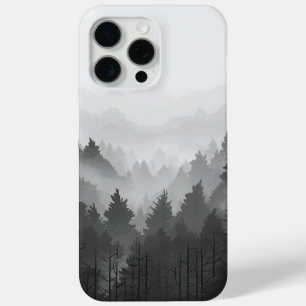 Coque iPhone 15 Pro Max Paysage minimaliste de la Forêt de Montagne Noire