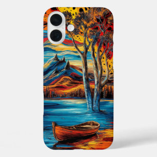 Coques iPhone 16 Plus Paysage surréaliste aux teintes vibrantes