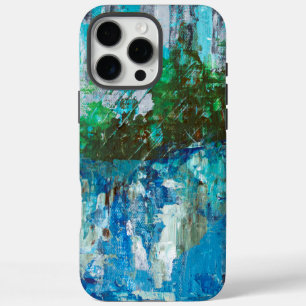 Coques iPhone 16 Pro Max Paysage Texturé Abstrait Bleu et Vert