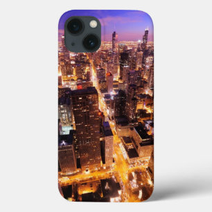 Etui iPhone 13 Paysage urbain la nuit de Chicago