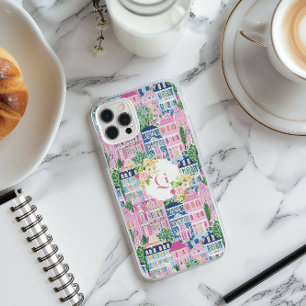 Coques iPhone 16 Pro Max Paysage Urbain Rose Élégant   Monogramme Initial F