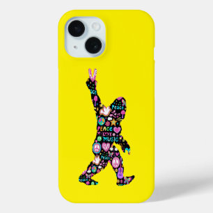 Coque Pour iPhone 15 Peace Love Bigfoot Hippie Funny Bigfoot Lover