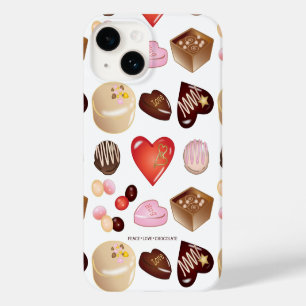 Coque Pour iPhone 14 Peace Love Chocolate Candy Coeur Motif