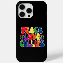 Coque iPhone 15 Pro Max Peace Love Collies Cas de téléphone cellulaire
