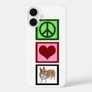 Coques iPhone 16 Peace Love Corgis