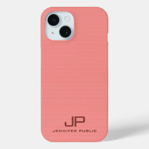 Coque Pour iPhone 15 Peach Color Stripes Elégant tendance Monogramme No