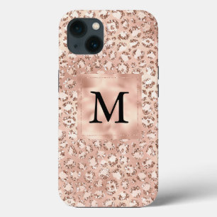 Case-Mate iPhone Case Peach Rose or Blush rose Glitz léopard Monogramme