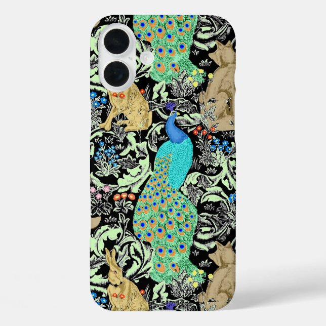 Coques Case-Mate iPhone Peacock Art Nouveau Impression, Turquoise & Neutra (Verso)