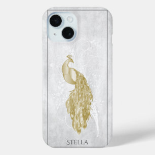 Coque Pour iPhone 15 Peacock Gold Elegant Personnalisé