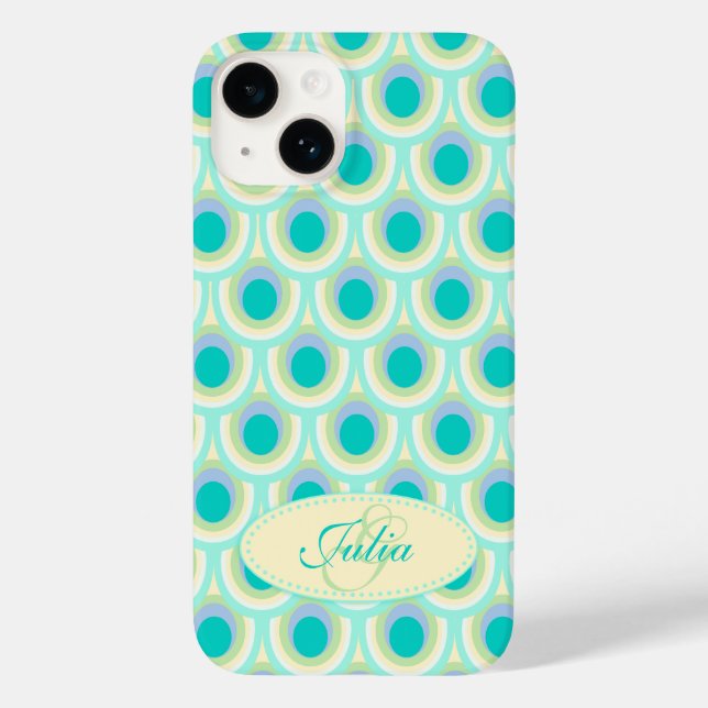 Coques Case-Mate iPhone Peacock motif menthe aqua nom vert (Verso)
