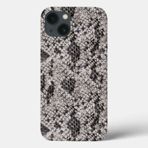 iPhone 13 Coque Peau de serpent noir et gris