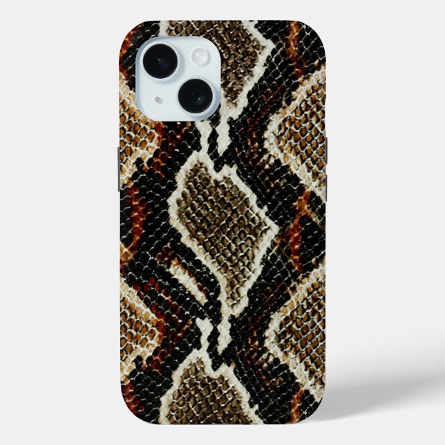 Coques Case-Mate iPhone peau de serpent poster de animal noir brun (Verso)