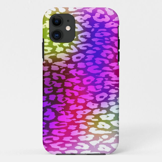 Coques Case-Mate iPhone Peau empreinte de léopard rose-violet rétro (Dos)