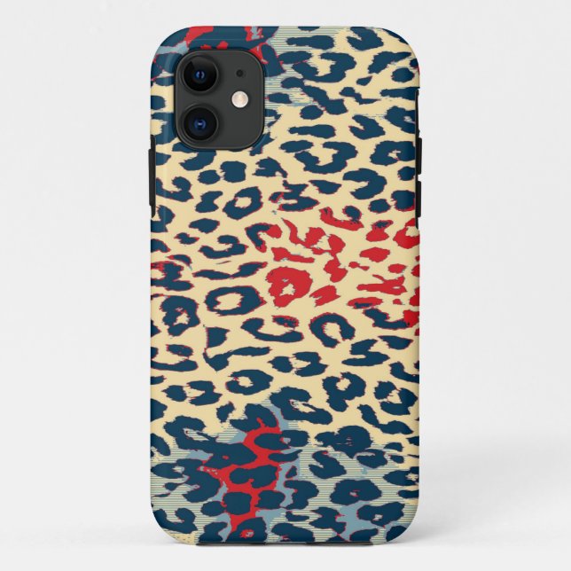 Coques Case-Mate iPhone Peau Empreinte de léopard rouge rétro (Dos)