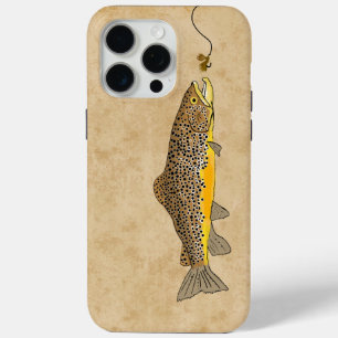 Coque iPhone 15 Pro Max Pêche à la mouche truite Brown