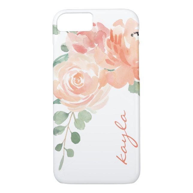 Coques Case-Mate iPhone Pêche et crème Aquarelle Florale avec Monogramme (Dos)