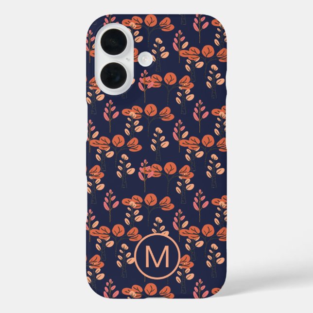 Coques Case-Mate iPhone Pêche et marine Modèle floral moderne Monogramme (Verso)