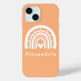Coque Pour iPhone 15 Pêche personnalisée arc-en-ciel